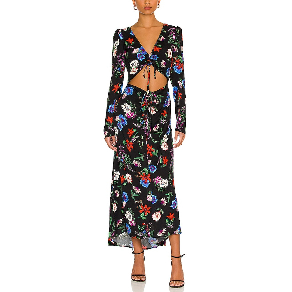 Afrm 'Midori' Black Crepe Dress Size L